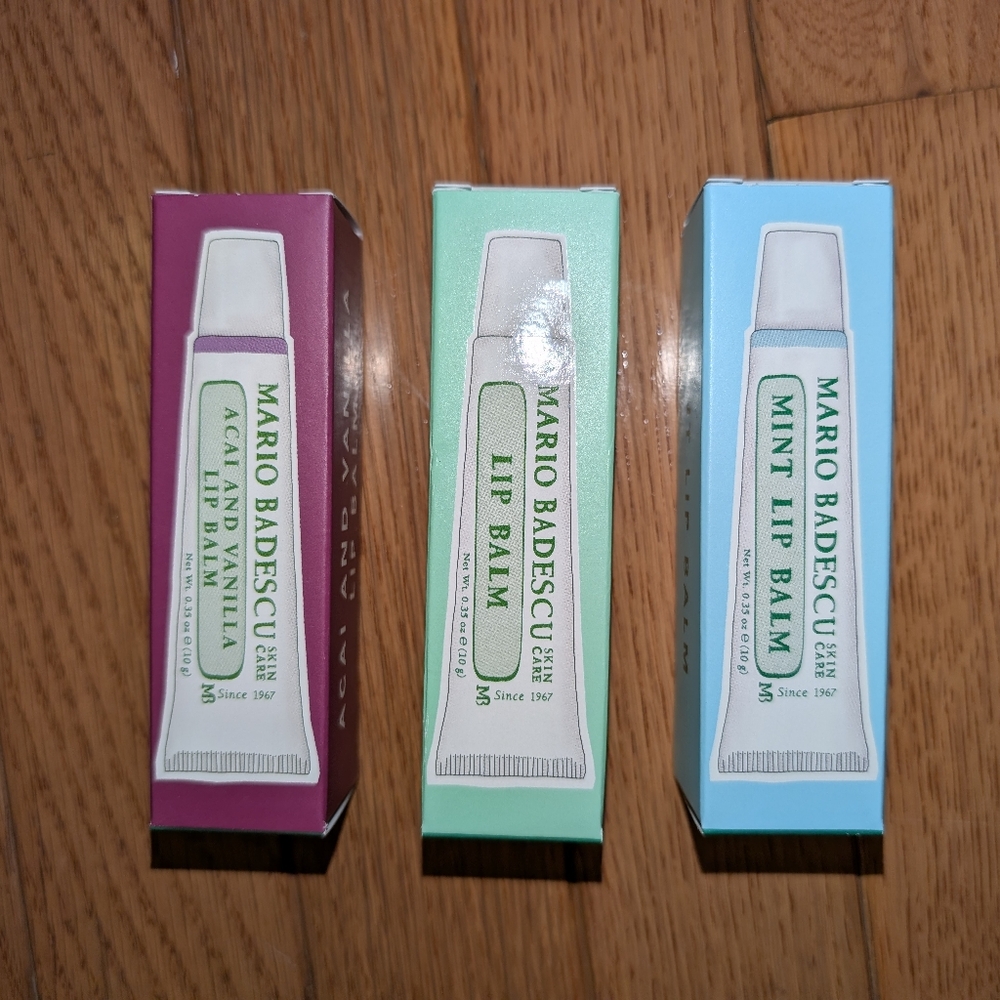 🩷💚🩵 Mario Badescu Lip Balm Set - Acai & Vanilla, Mint, Original